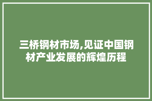 三桥钢材市场,见证中国钢材产业发展的辉煌历程