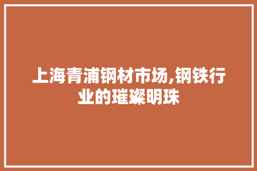 上海青浦钢材市场,钢铁行业的璀璨明珠