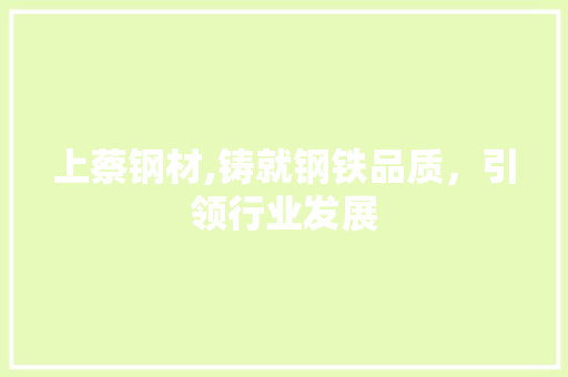 上蔡钢材,铸就钢铁品质，引领行业发展