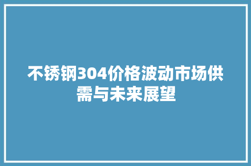 不锈钢304价格波动市场供需与未来展望