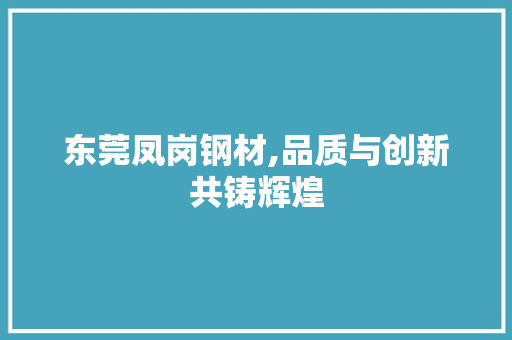 东莞凤岗钢材,品质与创新共铸辉煌
