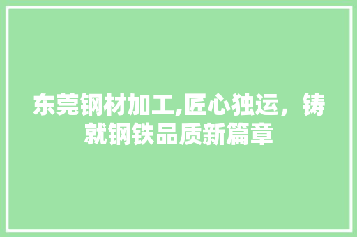 东莞钢材加工,匠心独运，铸就钢铁品质新篇章