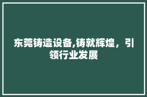东莞铸造设备,铸就辉煌，引领行业发展