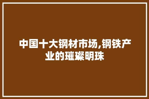 中国十大钢材市场,钢铁产业的璀璨明珠
