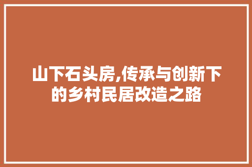 山下石头房,传承与创新下的乡村民居改造之路