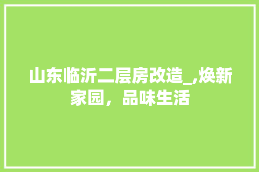 山东临沂二层房改造_,焕新家园，品味生活
