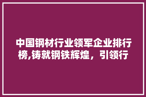 中国钢材行业领军企业排行榜,铸就钢铁辉煌，引领行业发展 景观设计