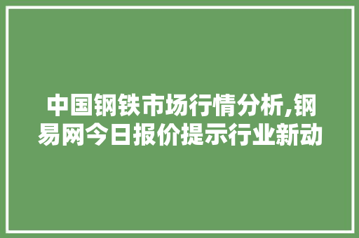 中国钢铁市场行情分析,钢易网今日报价提示行业新动向