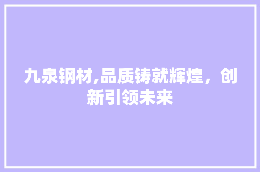 九泉钢材,品质铸就辉煌，创新引领未来