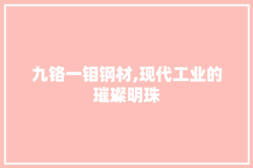 九铬一钼钢材,现代工业的璀璨明珠