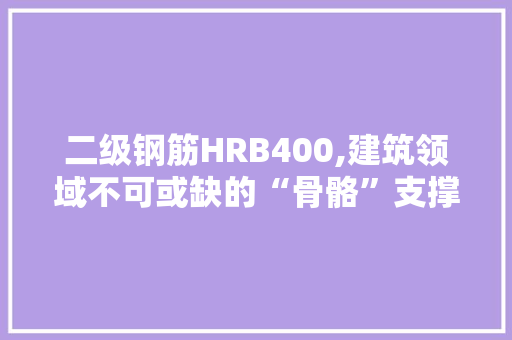 二级钢筋HRB400,建筑领域不可或缺的“骨骼”支撑