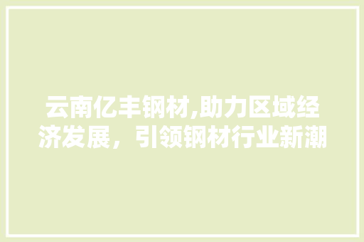 云南亿丰钢材,助力区域经济发展，引领钢材行业新潮流
