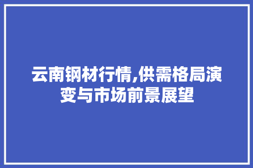 云南钢材行情,供需格局演变与市场前景展望