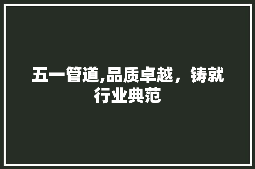 五一管道,品质卓越，铸就行业典范