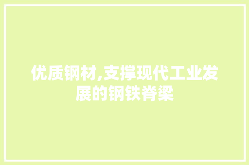 优质钢材,支撑现代工业发展的钢铁脊梁