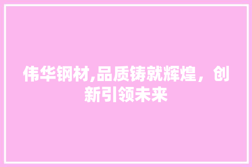 伟华钢材,品质铸就辉煌，创新引领未来