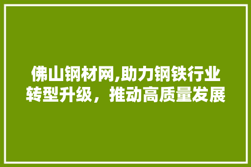佛山钢材网,助力钢铁行业转型升级，推动高质量发展