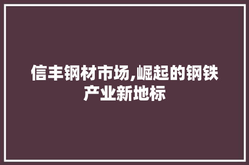 信丰钢材市场,崛起的钢铁产业新地标