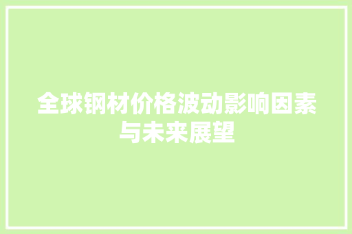全球钢材价格波动影响因素与未来展望