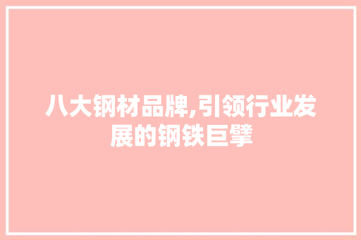 八大钢材品牌,引领行业发展的钢铁巨擘