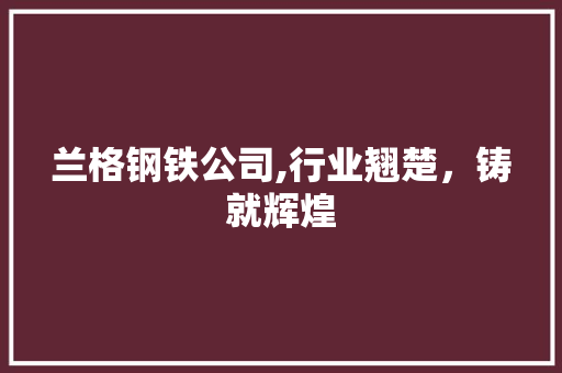 兰格钢铁公司,行业翘楚，铸就辉煌 建筑设计