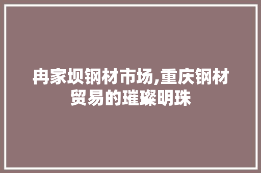 冉家坝钢材市场,重庆钢材贸易的璀璨明珠