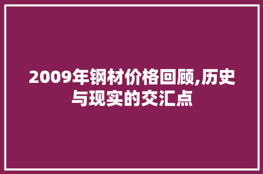 2009年钢材价格回顾,历史与现实的交汇点