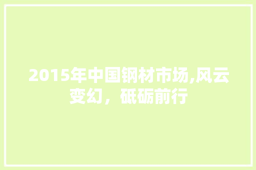 2015年中国钢材市场,风云变幻，砥砺前行