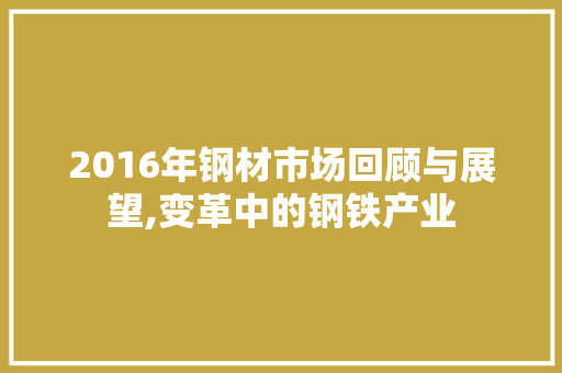 2016年钢材市场回顾与展望,变革中的钢铁产业