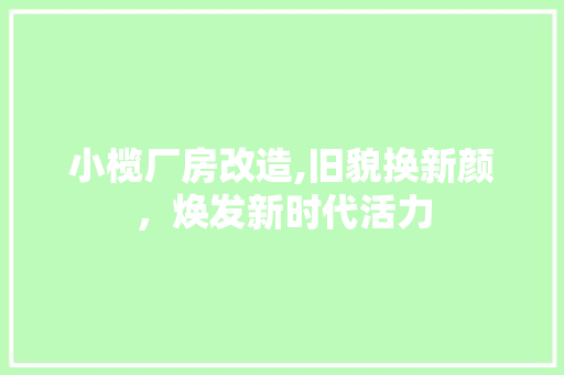 小榄厂房改造,旧貌换新颜，焕发新时代活力