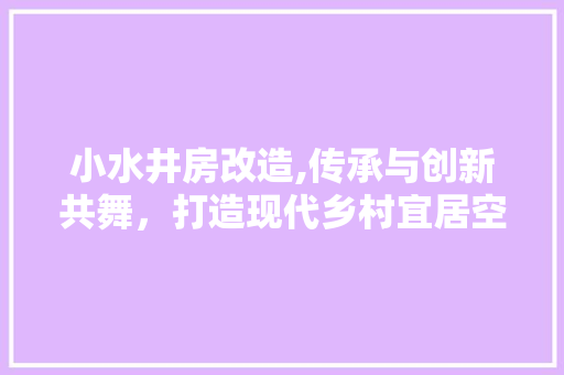 小水井房改造,传承与创新共舞，打造现代乡村宜居空间