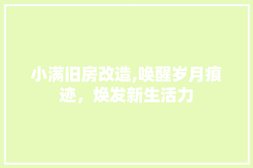 小满旧房改造,唤醒岁月痕迹，焕发新生活力