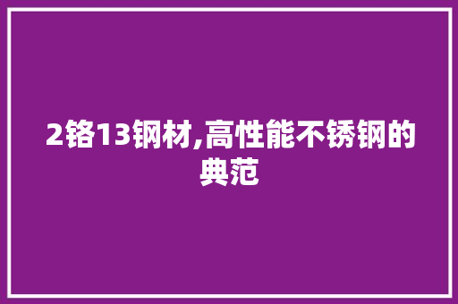 2铬13钢材,高性能不锈钢的典范