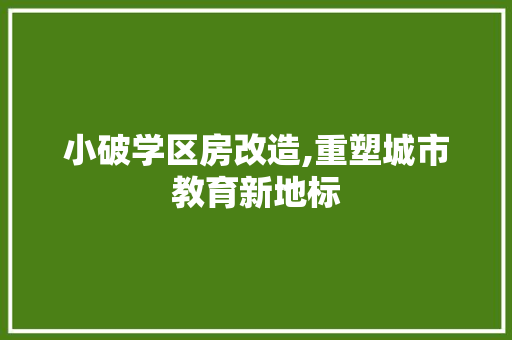 小破学区房改造,重塑城市教育新地标 景观设计
