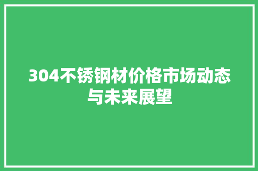 304不锈钢材价格市场动态与未来展望