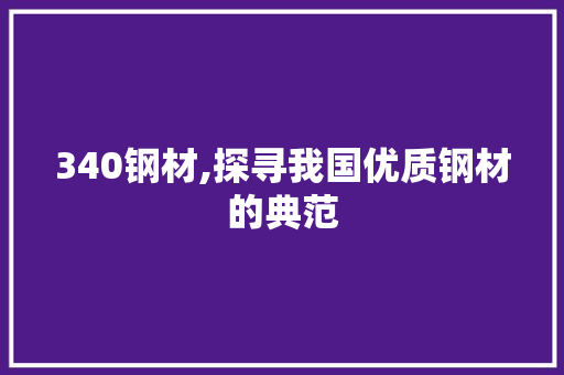340钢材,探寻我国优质钢材的典范