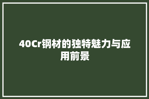 40Cr钢材的独特魅力与应用前景 建筑设计