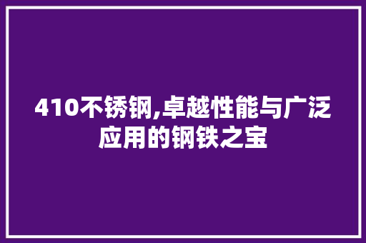 410不锈钢,卓越性能与广泛应用的钢铁之宝
