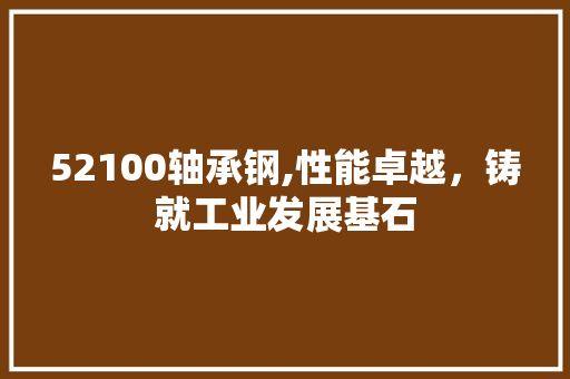 52100轴承钢,性能卓越，铸就工业发展基石