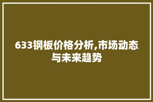 633钢板价格分析,市场动态与未来趋势