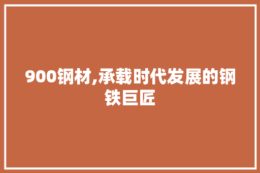 900钢材,承载时代发展的钢铁巨匠