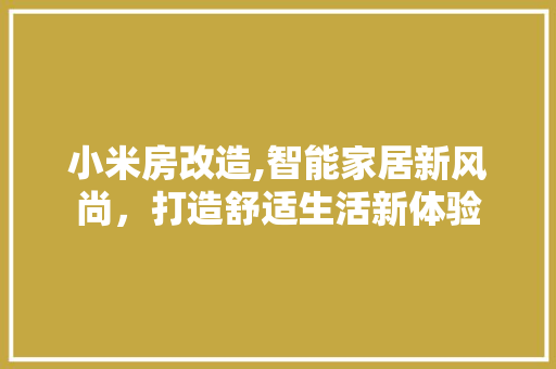 小米房改造,智能家居新风尚，打造舒适生活新体验