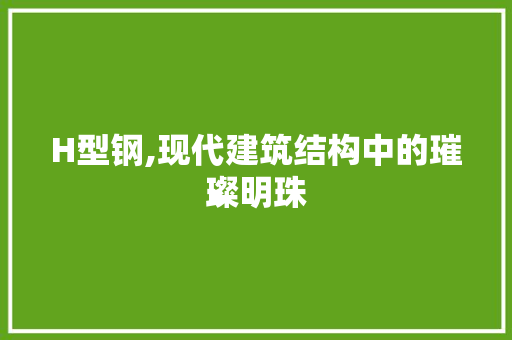 H型钢,现代建筑结构中的璀璨明珠