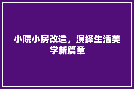 小院小房改造，演绎生活美学新篇章