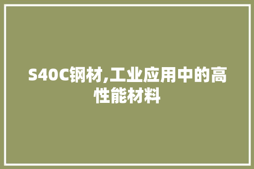 S40C钢材,工业应用中的高性能材料