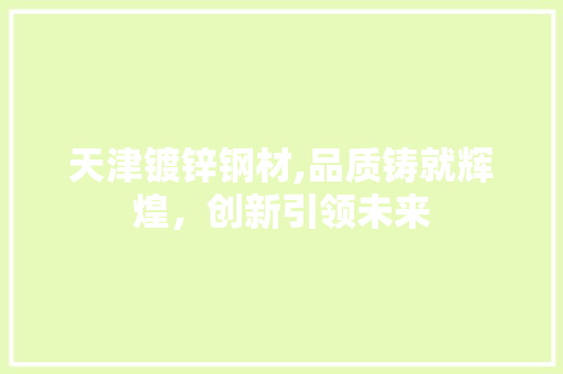 天津镀锌钢材,品质铸就辉煌，创新引领未来