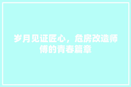 岁月见证匠心，危房改造师傅的青春篇章