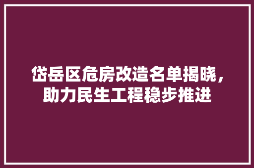 岱岳区危房改造名单揭晓，助力民生工程稳步推进