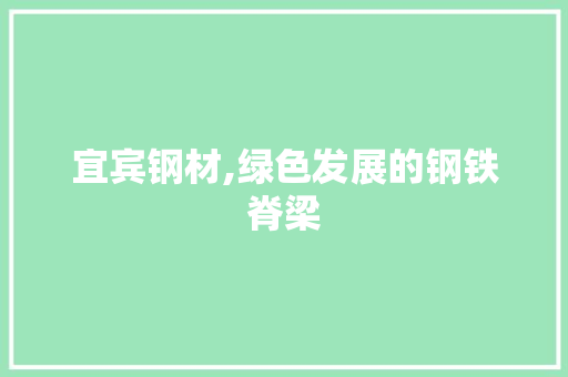 宜宾钢材,绿色发展的钢铁脊梁