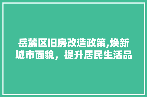 岳麓区旧房改造政策,焕新城市面貌，提升居民生活品质